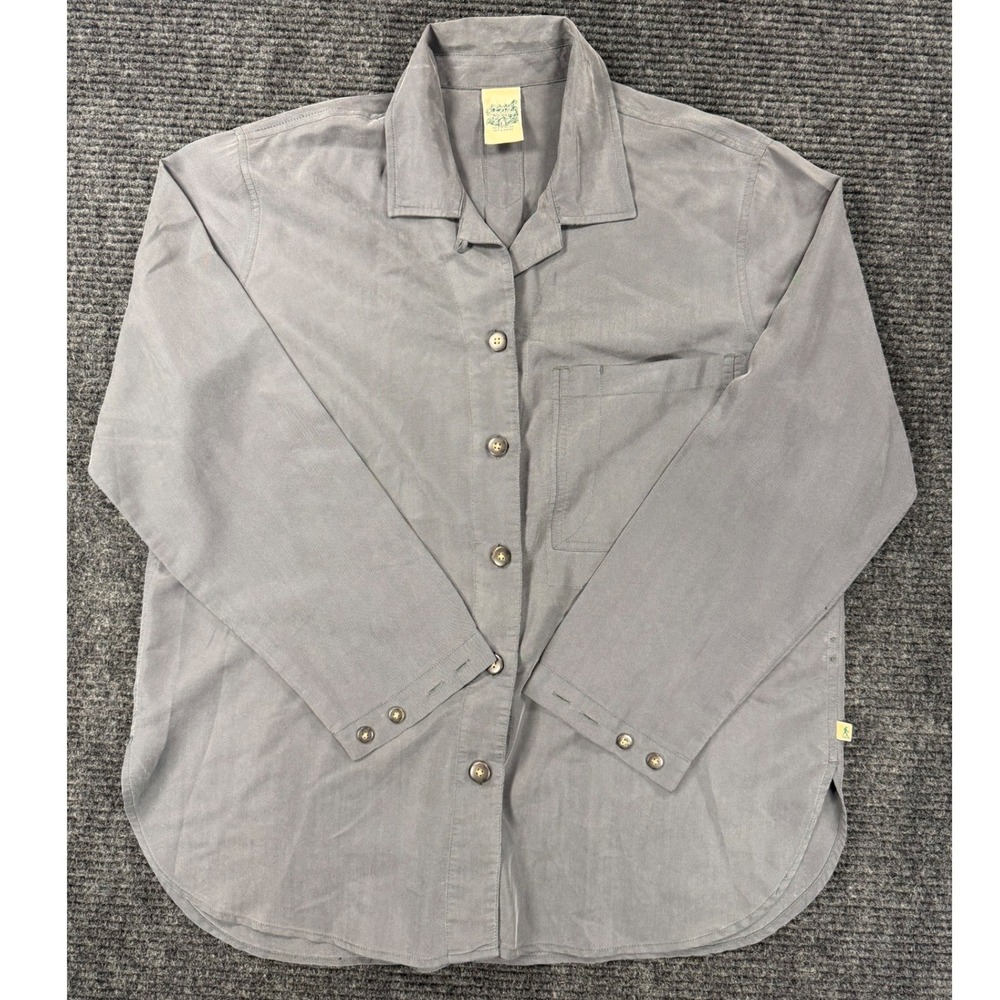 Royal Robbins Mens Gray Rayon Blend Long Sleeve Button Down Camp Shirt Large